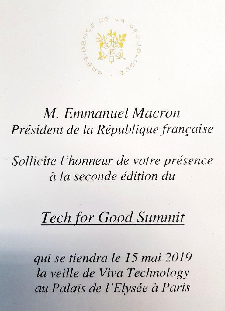 invitation Tech for Good Summit by Emanuel Macron
